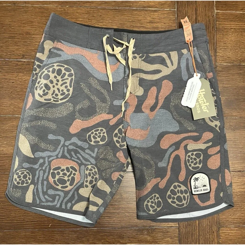 Men’s Howler Brothers Sz 30 Stretch Baja Boardshort Antique Black NWT Molecular